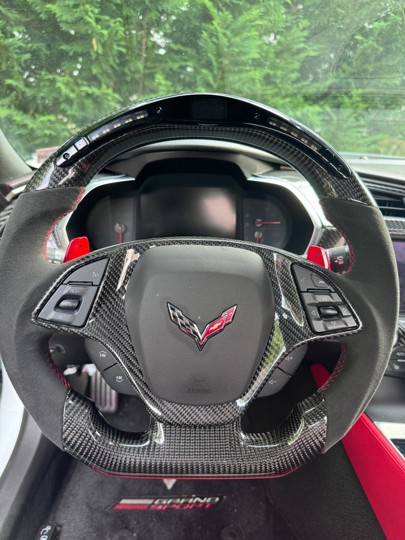 CORVETTE 14-19 ALCANTARA CARBON FIBER LED STEERING WHEEL