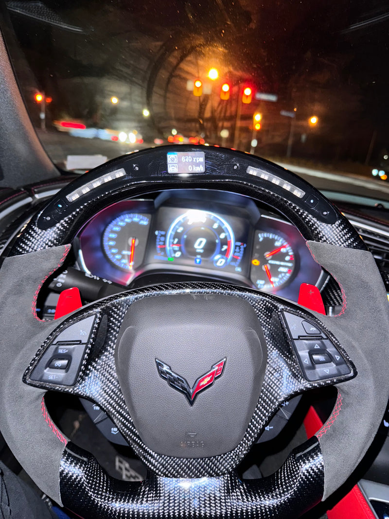 CORVETTE 14-19 ALCANTARA CARBON FIBER LED STEERING WHEEL